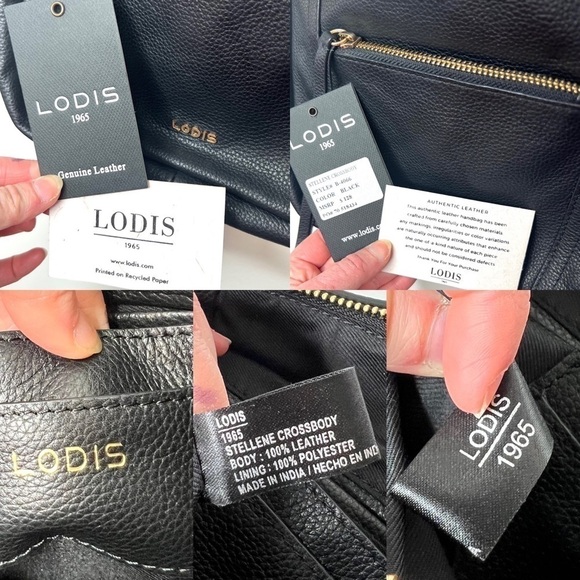 Lodis Stellene Black Pebbled Leather Timeless Practical Crossbody Bag Purse - Picture 15 of 16